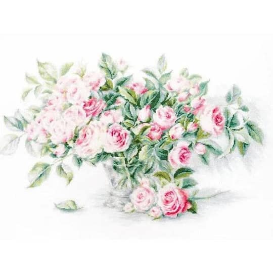 Luca-S Bouquet of Pink Roses Counted Cross Stitch Kit